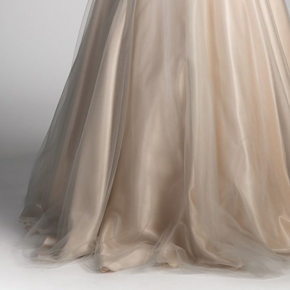 Light Silver Evening Prom Wedding Formal Beaded Lace Bodice Tulle Gown CD0004 - Picture 6 of 8